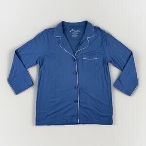 Fishers Finery Womens Bamboo Viscose Organic Cotton Pajama Top XS Button Up Prep